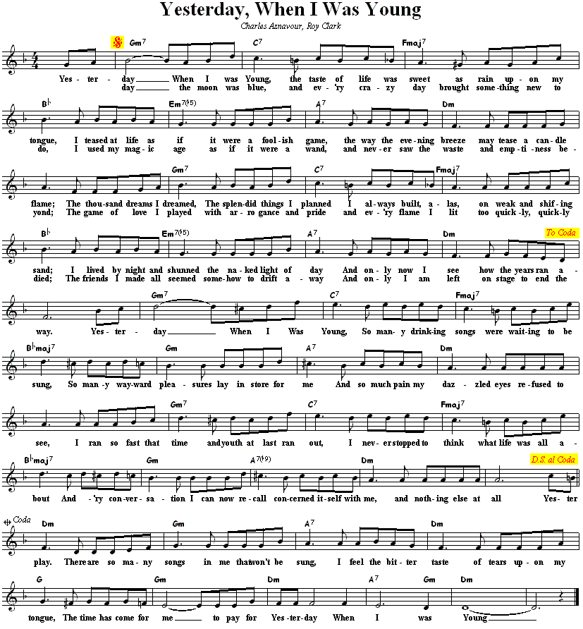Repertoire Lyrics Y